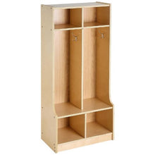 Wooden Kids Coat Locker with 4 Hooks & Storage Cubbies (Natural)
