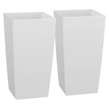 30" Tall Planters Large White Tapered Outdoor Flower Pots with Casters Inner Pots & Drainage Set of 2