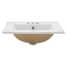 20.08" x 18.31" Rectangular Semi-Recessed Bathroom Sink White Ceramic Basin with Overflow 3-Hole Faucet