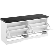 39.4 x 12.0 x 18.7 In Entryway Shoe Storage Bench with Flip Drawers for Hallway Living Room Bedroom (Black + White)