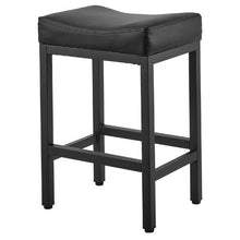25-Inch Modern Bar Stool Set of 2 with Saddle-Seat and Metal Legs Easy Assembly for Bar Cafe (Black)
