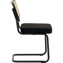 Set of 4 Rattan Back Velvet Dining Chairs for Home & Office