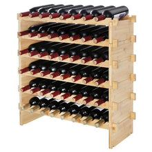 48 Bottle Wine Rack 6-Tier Solid Bamboo Wood Storage Racks for Kitchen Bar (Natural Color)