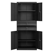 Metal Storage Cabinet 180 LBS Shelf Capacity 70.87" Tall 4 Locking Doors Adjustable Shelves 2 Drawers (Black )