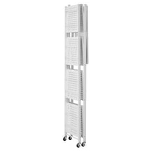 5-Tier Foldable Storage Shelf with Wheels & Hooks (White)