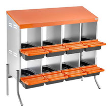 8-Compartment Chicken Nesting Box Roll-Away Egg Box with Legs Steel & Plastic for Hens (Orange)