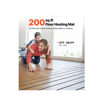 200 sqft Electric Heated Flooring Cable Kit With Digital Thermostat SHHC-K-2400