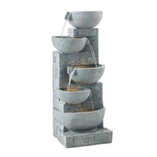 5-Tier Bowl Water Fountain 31.5" Floor Standing with LED Light & Pump Indoor/Outdoor Garden Decor