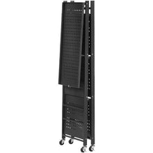 4-Tier Foldable Storage Shelf 26 x 13 x 46 Inch Metal Shelving Unit with Wheels & Hooks No Assembly (Black)