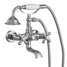 Clawfoot Tub Faucet Wall Mount Bathtub Filler with Handheld Shower Chrome Adjustable Swing Arms & 360° Spout