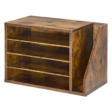 4 Compartments Literature Organizer with Detachable Shelves Wooden Mailbox Sorter  for File Document Paper (Brown)