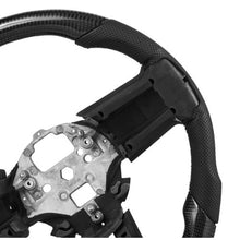 Ford Mustang Steering Wheel 2010–2014 Carbon Fiber Flat-Bottom Design Non-Slip Leather Grip (Black)