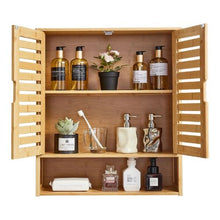 Bathroom Wall Cabinet 2 Doors Adjustable Shelf Over-the-Toilet Wall Mounted with Shelves & Open Partition