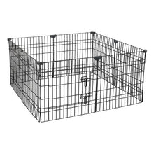 Dog Playpen 24" 8-Panel Foldable Metal Fence with Door Cover & Pad (Black)