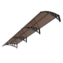 38 x 117 in Door Awning Canopy Polycarbonate Front Door Cover Rain & UV Protection (Brown)