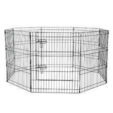 Dog Playpen 8-Panel 30"H Foldable Metal Pet Fence with Door Bottom Pad & Top Cover
