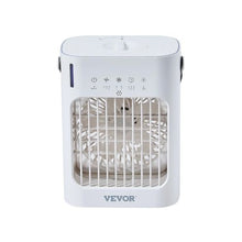 Portable Evaporative Air Cooler 4-in-1 Mini Air Conditione 3-Speed 700ml Water Tank 7H Timer 7-Color Light Desk AC Fan
