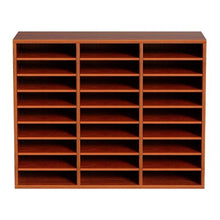 27-Compartment Wooden Literature Organizer with Adjustable Shelves for Office & Home Center Storage for Files & Documents (Brown)