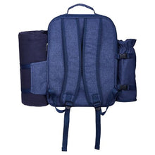 4 Person Picnic Backpack Insulated Cooler Compartment wid Bottle/Wine Holder for Hiking Camping Navy Blue