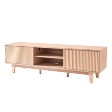 59 In Boho TV Stand with Adjustable Open Shelves & Sliding Door for Living Room Bedroom (Burlywood)