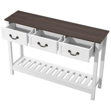 47" Farmhouse Console Table with Drawers & Shelf – Narrow Sofa Table, Brown/White