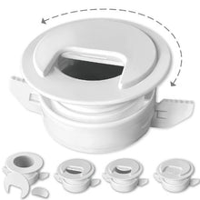 Patented “Twist Lock Grommet” Tool-Free Self Securing and Locking Wire/Cable Pass-Thru, with Adjustable Cap Slider Opening