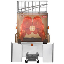 120W Commercial Orange Juicer Machine Automatic Citrus Juicer 20 Oranges/Min Stainless Steel with Filter Box & Peel Buckets