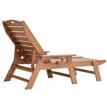 HDPE Chaise Lounge Chair 6-Position Adjustable Patio Lounge Chair with Cup Holder 400 lbs Capacity (Brown)
