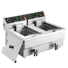Commercial Deep Fryer 3000W Dual Tank Electric Countertop Fryer 2 x 11.6Qt Stainless Steel with Baskets & Temp Control