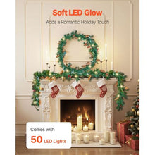 Artificial Christmas Garland with Light String Realistic Xmas Collection for Mantel and Fireplace (9FT)