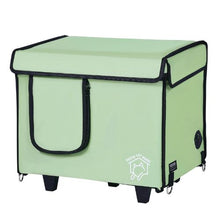 Elevated Heated Cat House with Adjustable Temperature Foldable Cuboid Shelter Heated Pad for Winter Green (Small)