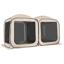 12 x 6 ft Pop-Up Screen Tent 2-in-1 Screened Canopy Shelter with Netting Sides Stakes & Carry Bag – (Beige)