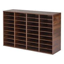 Wood Literature Organizer 36 Compartments Adjustable Shelves Countertop File Sorter (Brown)