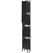 4-Tier Foldable Metal Storage Shelf with Wheels No Assembly (Black)