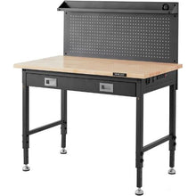48 x 24-Inch Adjustable Workbench 2000 LBS Capacity 28-39.5-Inch Height Oak Top 30 Hooks
