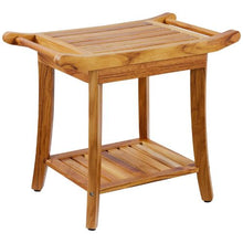 Teak Shower Bench Waterproof with Storage Shelf & Non-Slip Feet 300 LBS Capacity