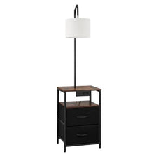 2-Tier Floor Lamp Table with Drawers & Charging
