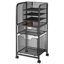 6-Tier Rolling File Cart with Drawers Under-Desk File Organizer 45 lbs Capacity (Black)