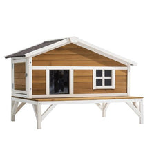 Insulated Elevated Cat House with Foam Waterproof Wooden Shelter 43.5" x 33.5" x 31"