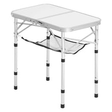 24x16 In Adjustable Folding Camping Table with Mesh Shelf (Silver)