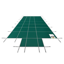 18x36 ft Pool Safety Cover with 4x10 ft Center End Step Mesh Winter Cover (Green)