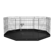 Dog Playpen 8-Panel Foldable Metal Pet Fence with Pad & Stakes 24" H Indoor/Outdoor