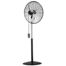 24-Inch Industrial Pedestal Fan - 85° Oscillating 3-Speed Adjustable Standing Fan (Black)