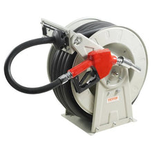 33 ft Heavy-Duty Carbon Steel Fuel Hose Reel with Automatic Fuel Nozzle, NBR Rubber Hose for Bunk