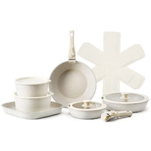 17 Piece Pots and Pans Set Nonstick Granite Cookware Set for Kitchen (White)
