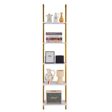 5-Tier Ladder Shelf15.6 x 11.8 in Bookshelf Metal Frame Open Storage Rack for Kitchen Bedroom Bathroom & Living Room Gold White