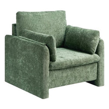 Green Modern Upholstered Accent Chair with Armrests for Living Room & Bedroom
