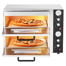 18" Double-Deck Electric Pizza Oven 842°F Dual Temp Control & Timer
