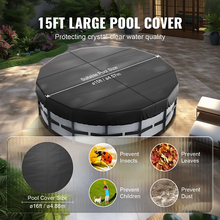 15 Ft Round Solar Pool Cover, 420D Oxford Winter Waterproof Cover with Drawstring – Black