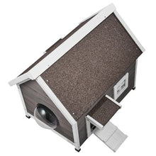 Weatherproof Outdoor Cat House with Large Side Door PVC Door Flaps Open Roof Clear Window 22"L x 30"W x 26"H